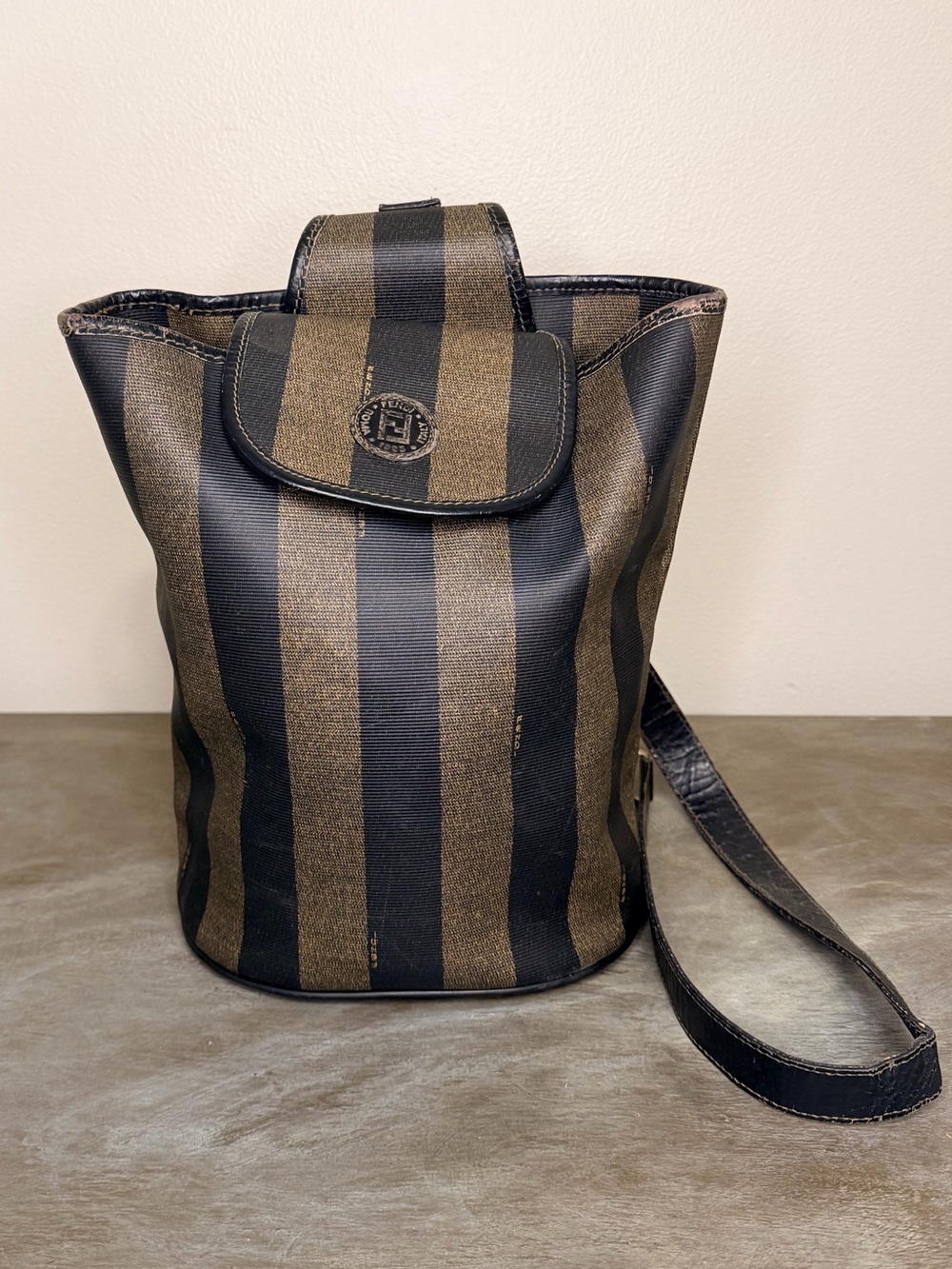Fendi Vintage Pequin Sling Backpack